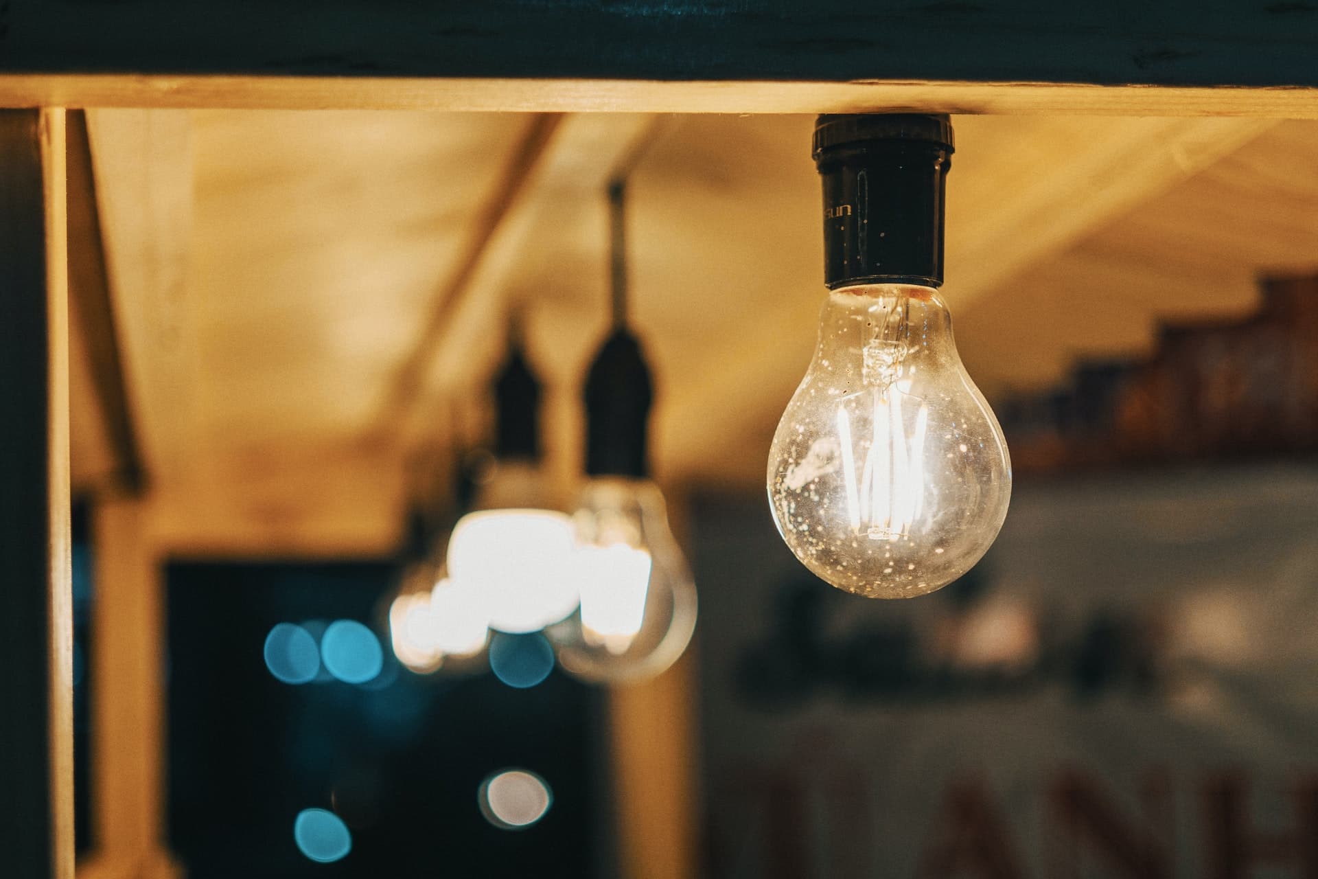 lightbulbs on a wire