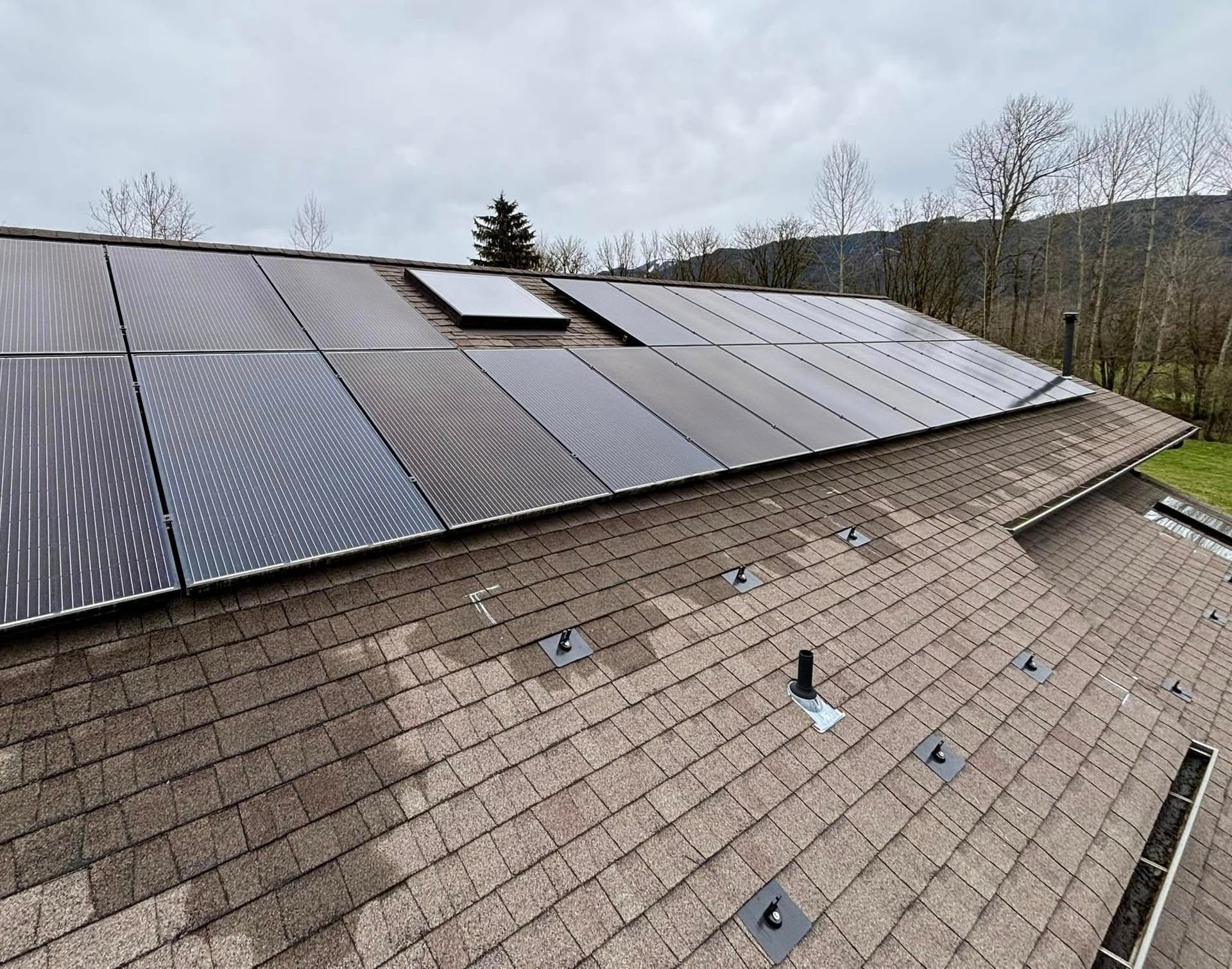 solar panels on a shingled roof