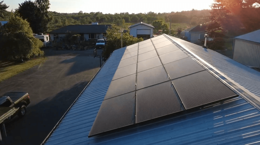 solar panels on a metal roof
